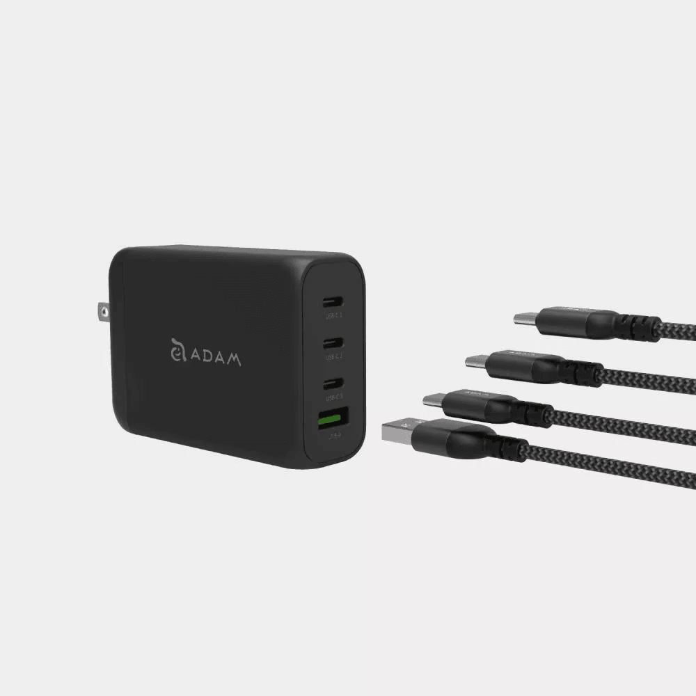 Adam Elements Travel Charger 130W 4-Port (3XUSB-C 1X USB-A) (C/W Cable) - Kabel Omnia Pro 130 - SFI Group - Black
