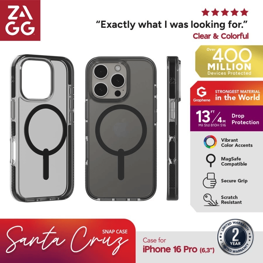 ZAGG Case Magsafe For Iphone 16/16 Pro/16 Pro Max Snap Casing Santa Cruz Midnight ProMax - SFI Group - Iphone 16 Pro