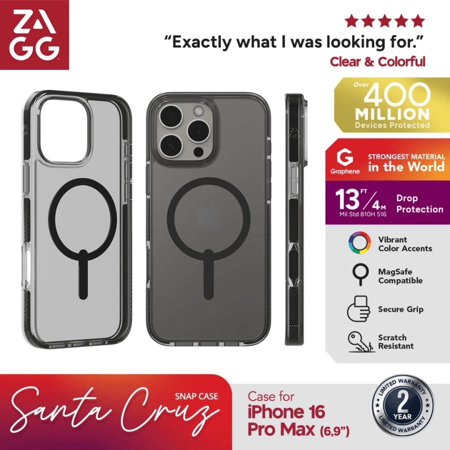 ZAGG Case Magsafe For Iphone 16/16 Pro/16 Pro Max Snap Casing Santa Cruz Midnight ProMax - SFI Group - Iphone 16 Pro Max