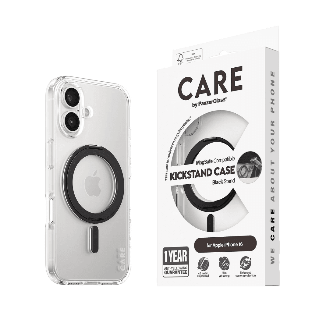 CARE by PanzerGlass MagSafe & Kickstand Case iPhone 16/16 Pro/16 Pro Max Feature Casing Kick Stand Transparent ProMax - SFI Group - Iphone 16