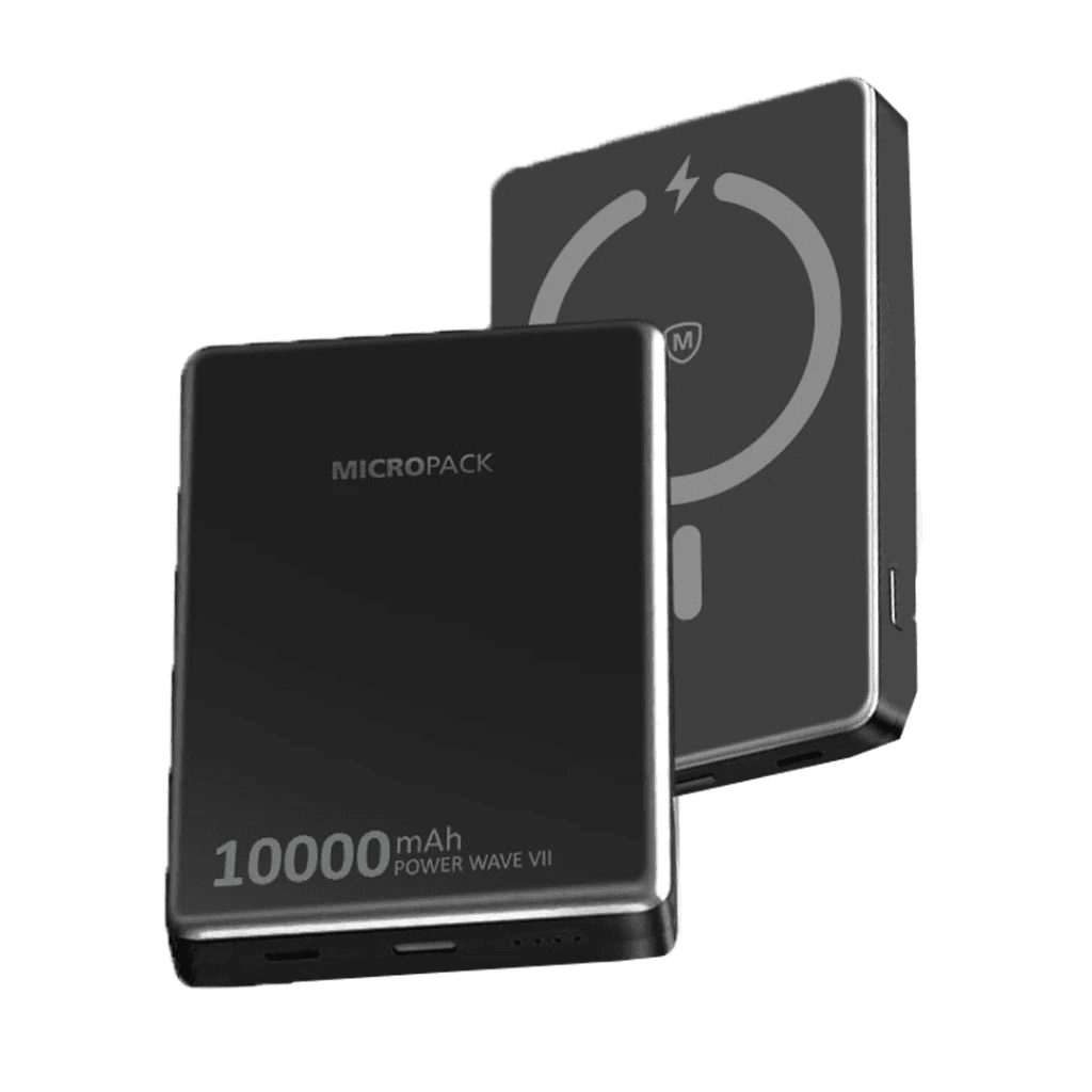 Micropack Wireless Powerbank 10.000 mAh - Fast Charging 22,5 watt - Slim Magnetic 14mm - Power Bank 10000 mAh - WPB-10S - SFI Group - Black