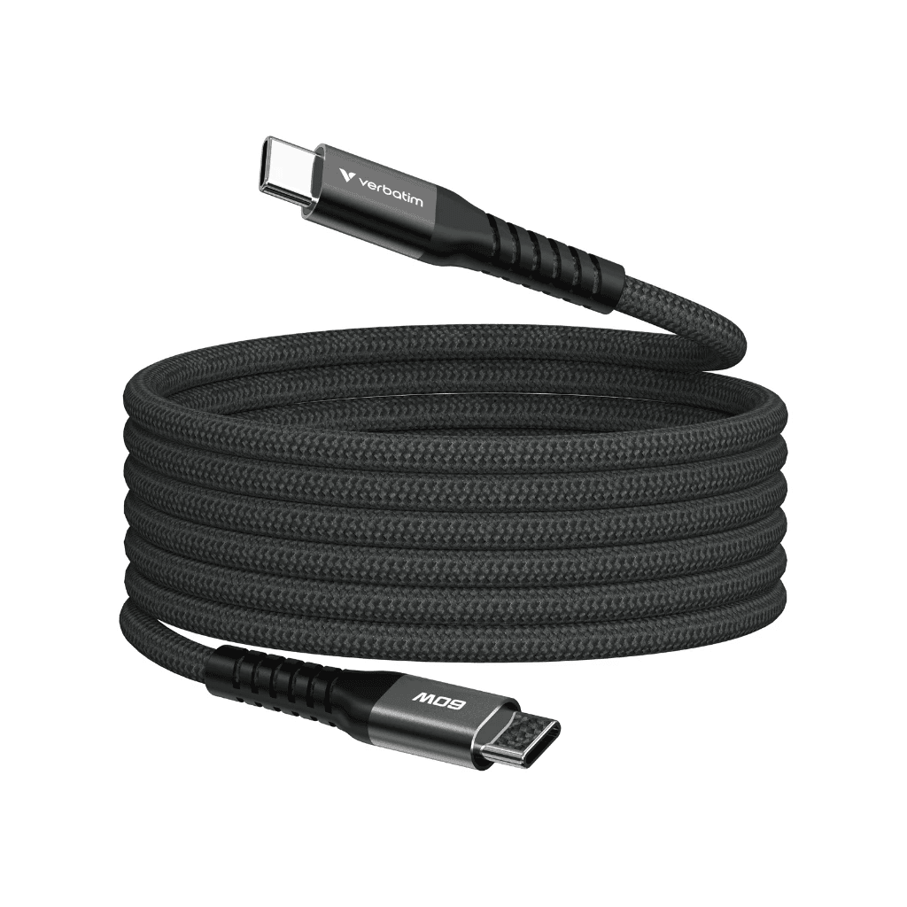 Verbatim Cable Charger Magnetic USB C To C Kevlar – Kabel Fast Charging 60W – 120 Cm - SFI Group - Black