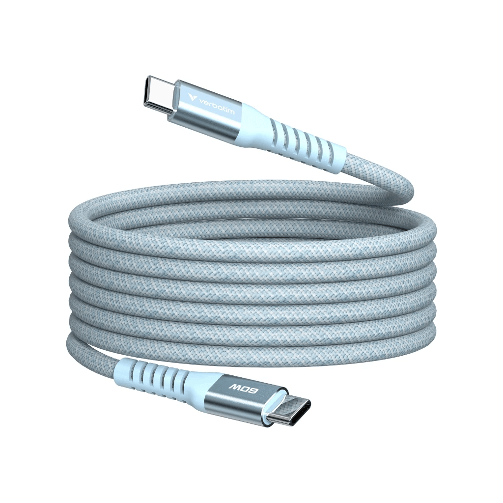 Verbatim Cable Charger Magnetic USB C To C Kevlar – Kabel Fast Charging 60W – 120 Cm - SFI Group - Blue