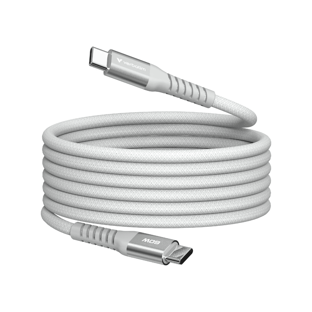 Verbatim Cable Charger Magnetic USB C To C Kevlar – Kabel Fast Charging 60W – 120 Cm - SFI Group - Grey