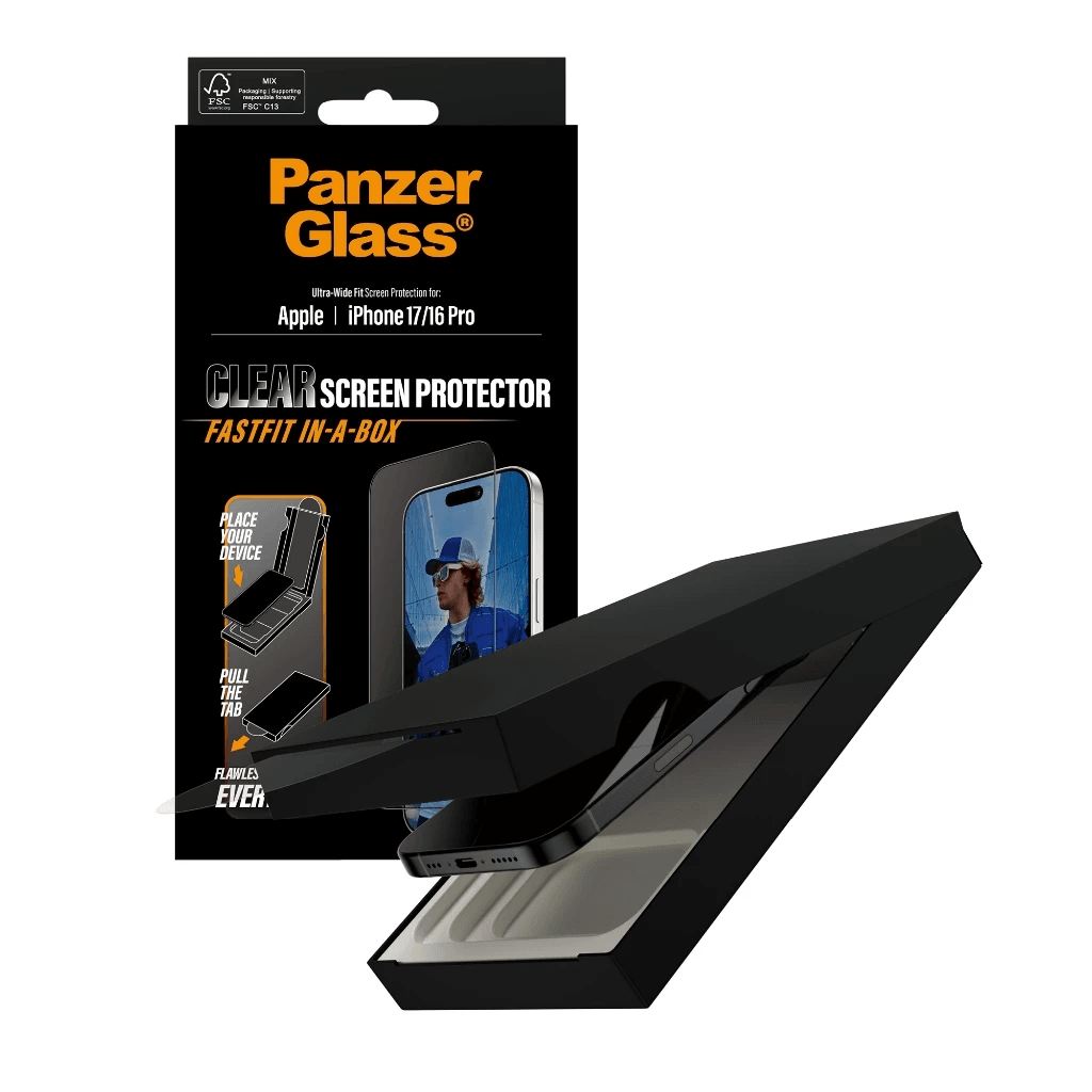 PanzerGlass Screen Protector iPhone 1716 Pro17 Pro17 Air17 Pro Max Clear ProMax - Ultra Wide Fit - Tempered Glass - Anti Gores - With Black Frame - SFI Group - Iphone 17 / Iphone 16 Pro