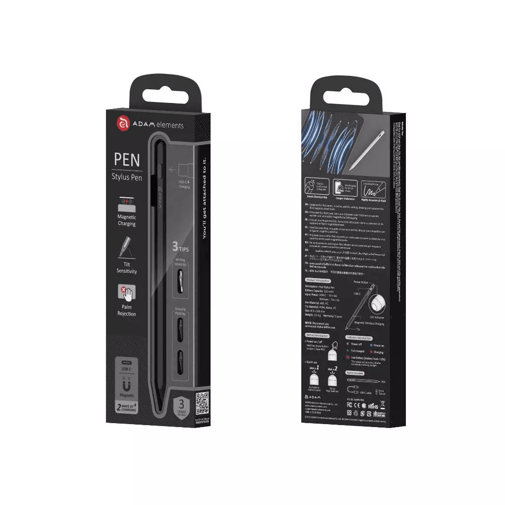 Adam Elements - Stylus Pen For iPad - Pulpen Magnetic Smartwatch Tablet - SFI Group - Black