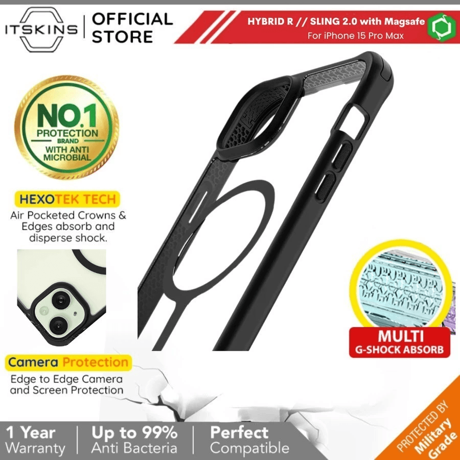 Case iPhone 15 Pro Max / 15 Pro - ITSKINS HYBRID R // SLING 2.0 with Magsafe ProMax - SFI Group - Iphone 15 Pro Max