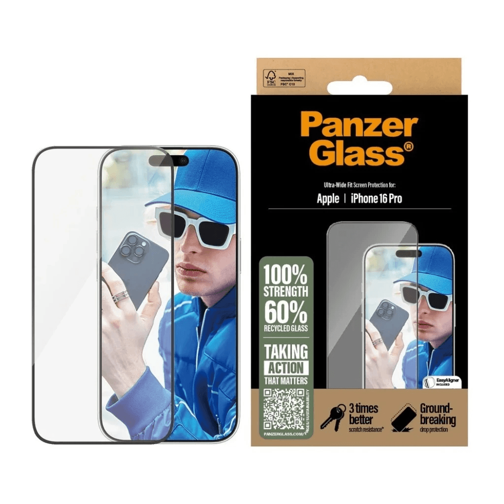 PanzerGlass Ultra Wide Fit | Screen Protector For iPhone 16 / 16 Pro / 16 Pro Max ProMax | Tempered Glass Anti Gores - SFI Group - Iphone 16 Pro