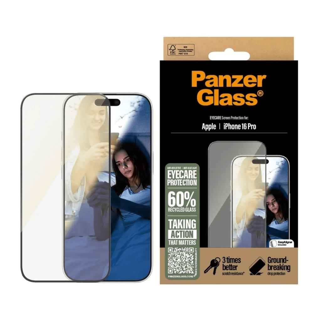PanzerGlass EyeCare UWF Screen Protector For iPhone 16 Pro | 16 Pro Max ProMax | Tempered Glass Anti Gores - SFI Group - Iphone 16 Pro