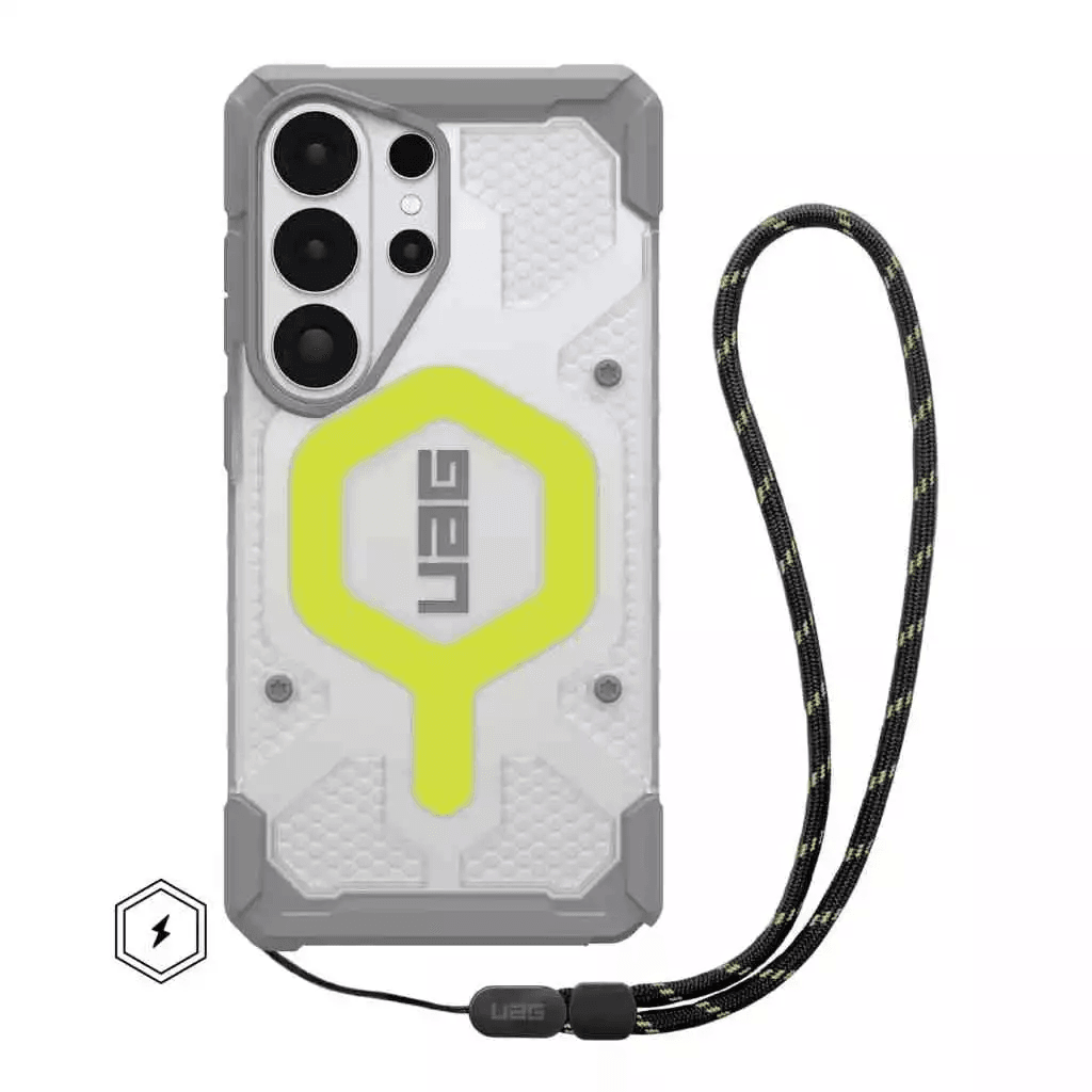 UAG - Pathfinder Clear Case Samsung Galaxy S26 Ultra - Magsafe Magnet Premium Casing - SFI Group - Active Neon Lanyard