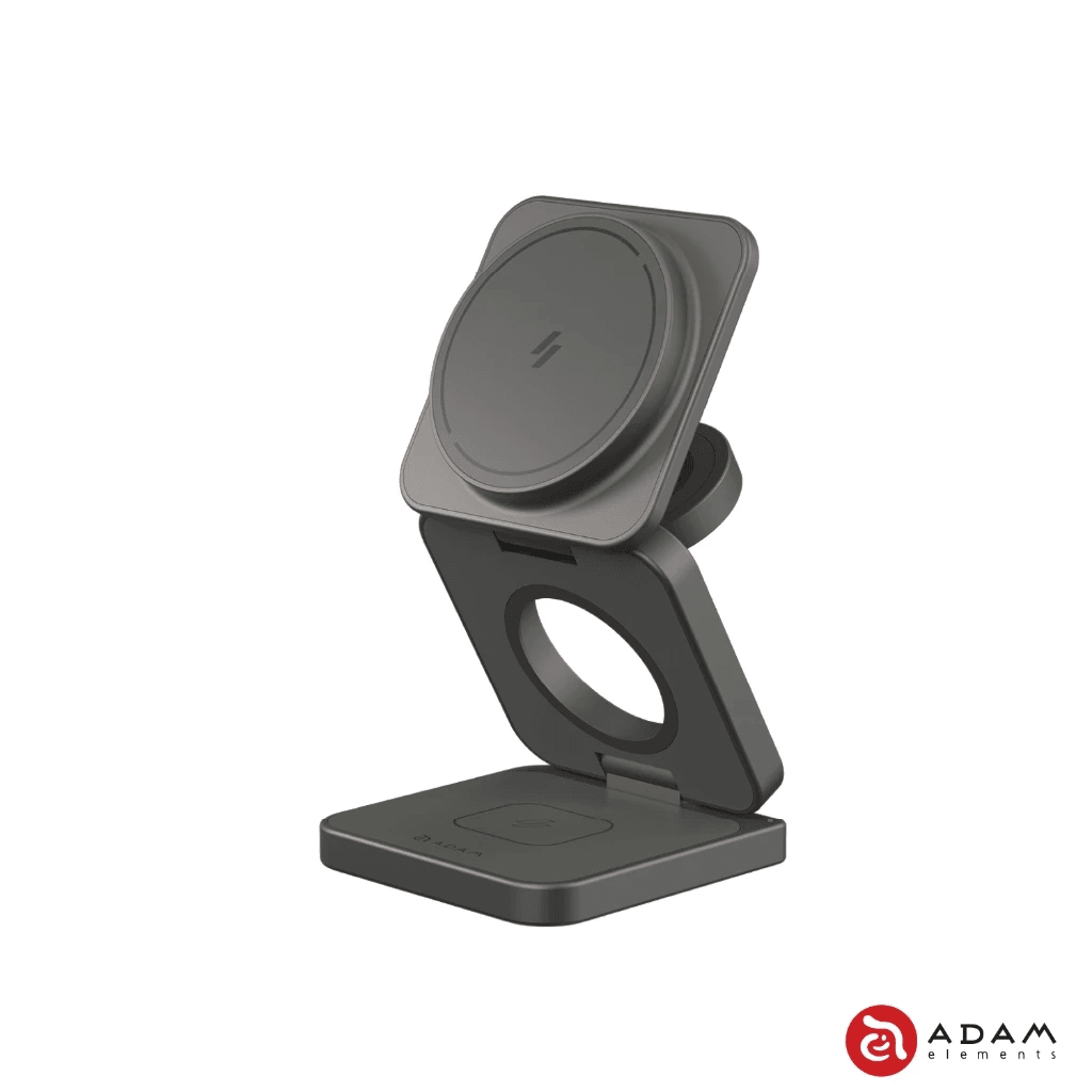 Adam Elements Mag 3 Ultra Qi2 25W - Magnetic 3 in 1 Foldable Travel Charging Charger Station - SFI Group - Titanium