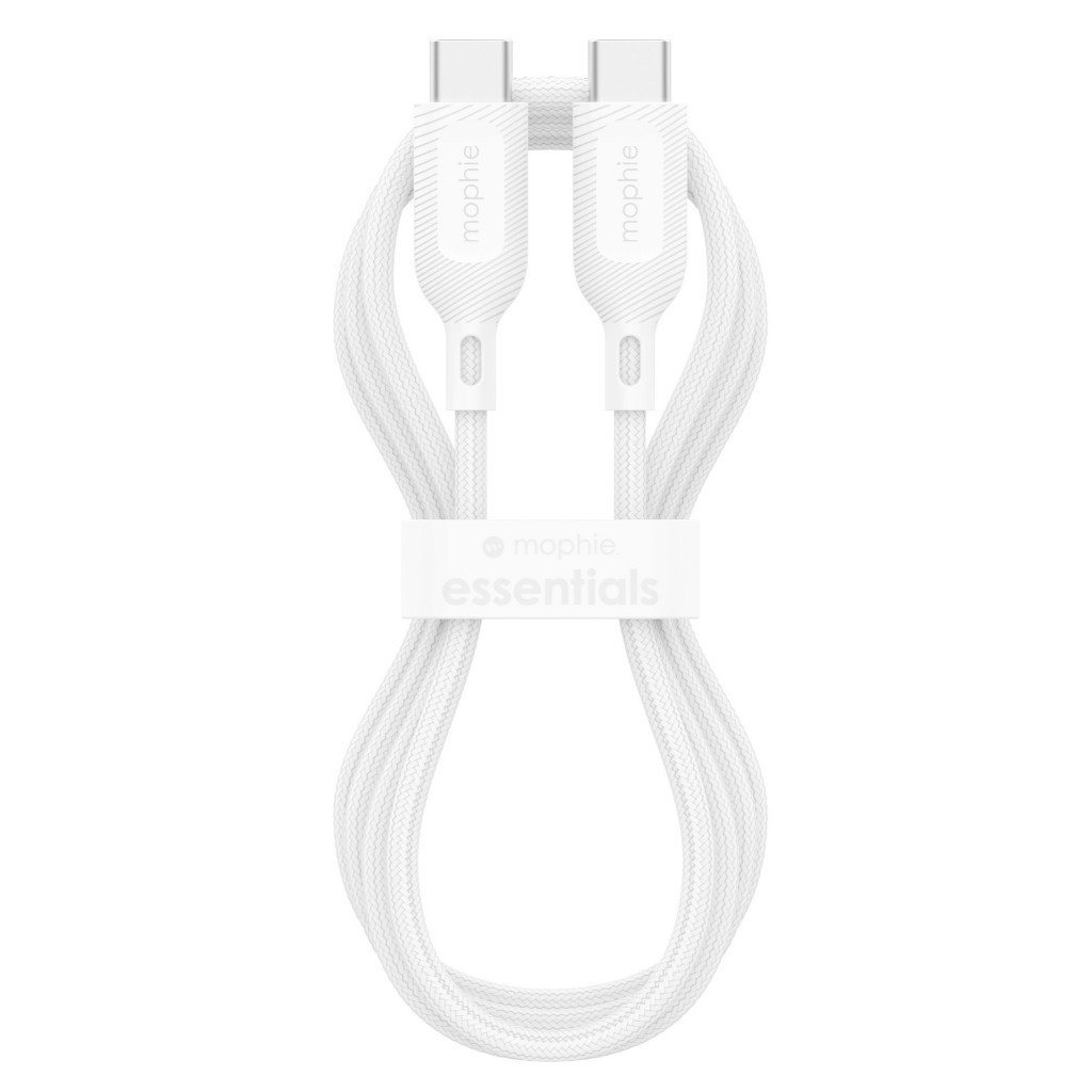 MOPHIE CABLE CHARGER USB C TO USB C 100/60W KABEL ESSENTIAL BRAIDED 1 METER - SFI Group - White