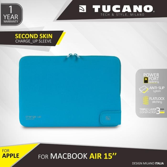 Tucano Second Skin Charge Up Sleeve For Macbook 15" | Sleeve MacBook | Laptop sleeve case | Macbook sleeve | Pelindung Laptop | Laptop Bag - SFI Group - BLUE
