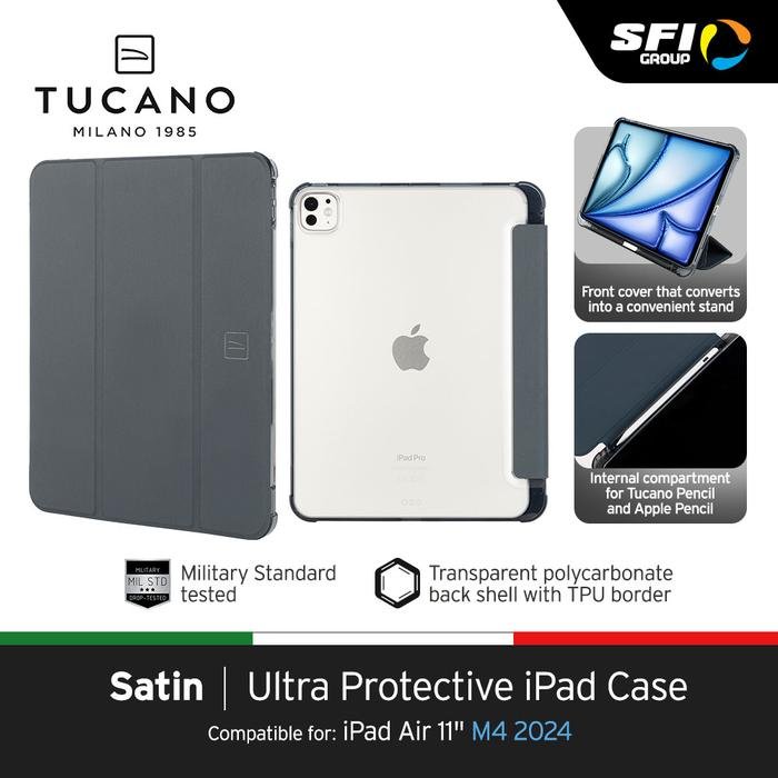 NEW ARRIVAL Tucano Satin Folio Case For iPad pro 11 Pro M4 / iPad Air 11" M2/ iPad Air10,9" 5Th and Casing IPad 4Th GEN Casing ipad - SFI Group - DARK BUE