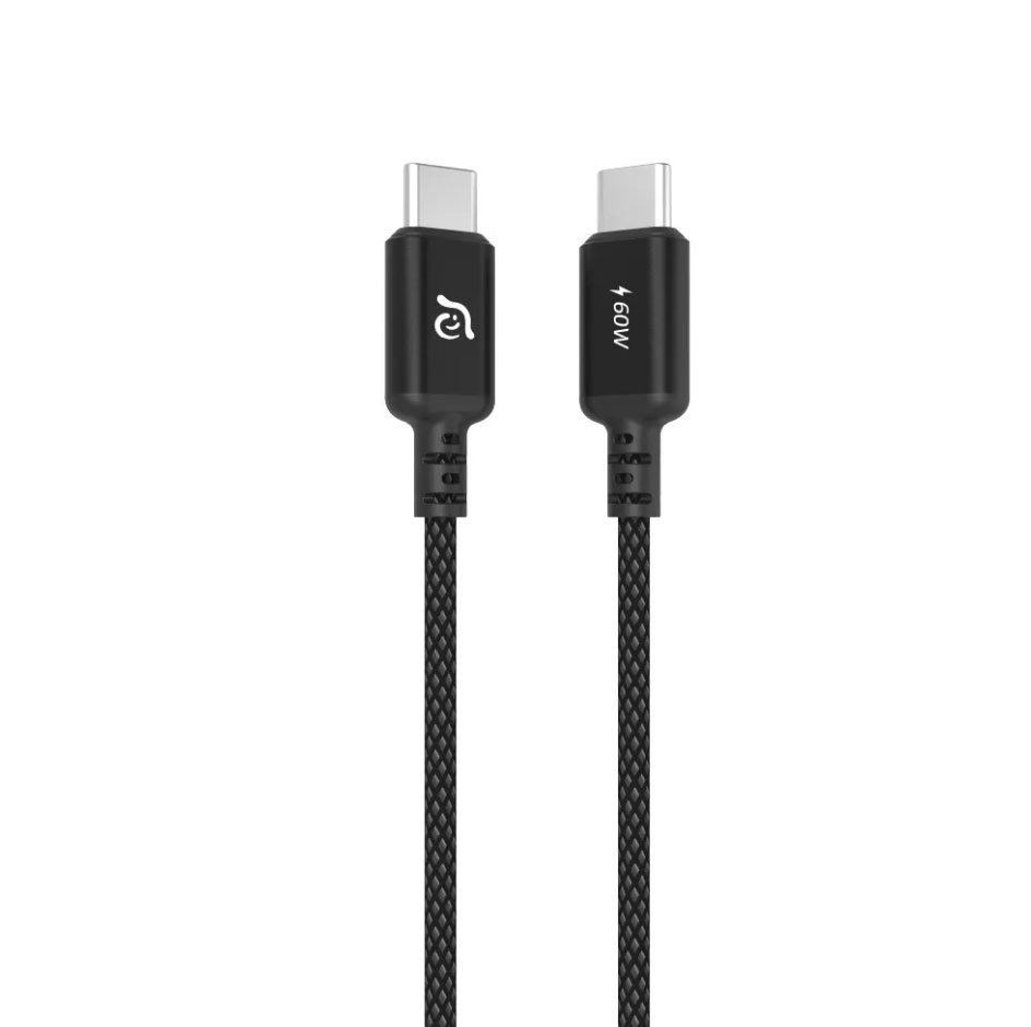 Adam Elements Cable Charger CASA S120 Type C To C 60W - Kabel Charging - Braided - SFI Group - Black