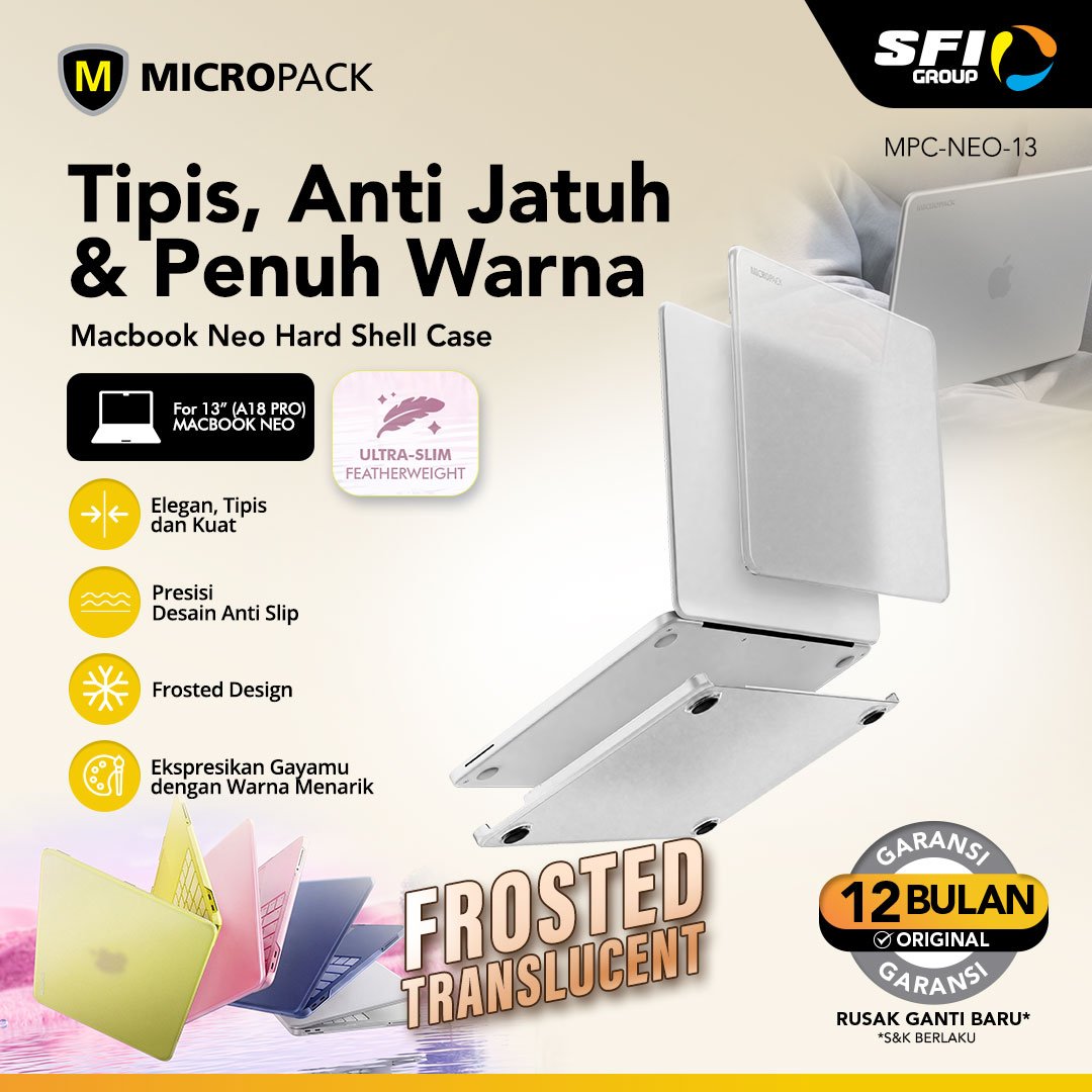 MICROPACK Case Macbook Neo 13 Inch Hardcase Harshell MPC-NEO-13 - Trans White
