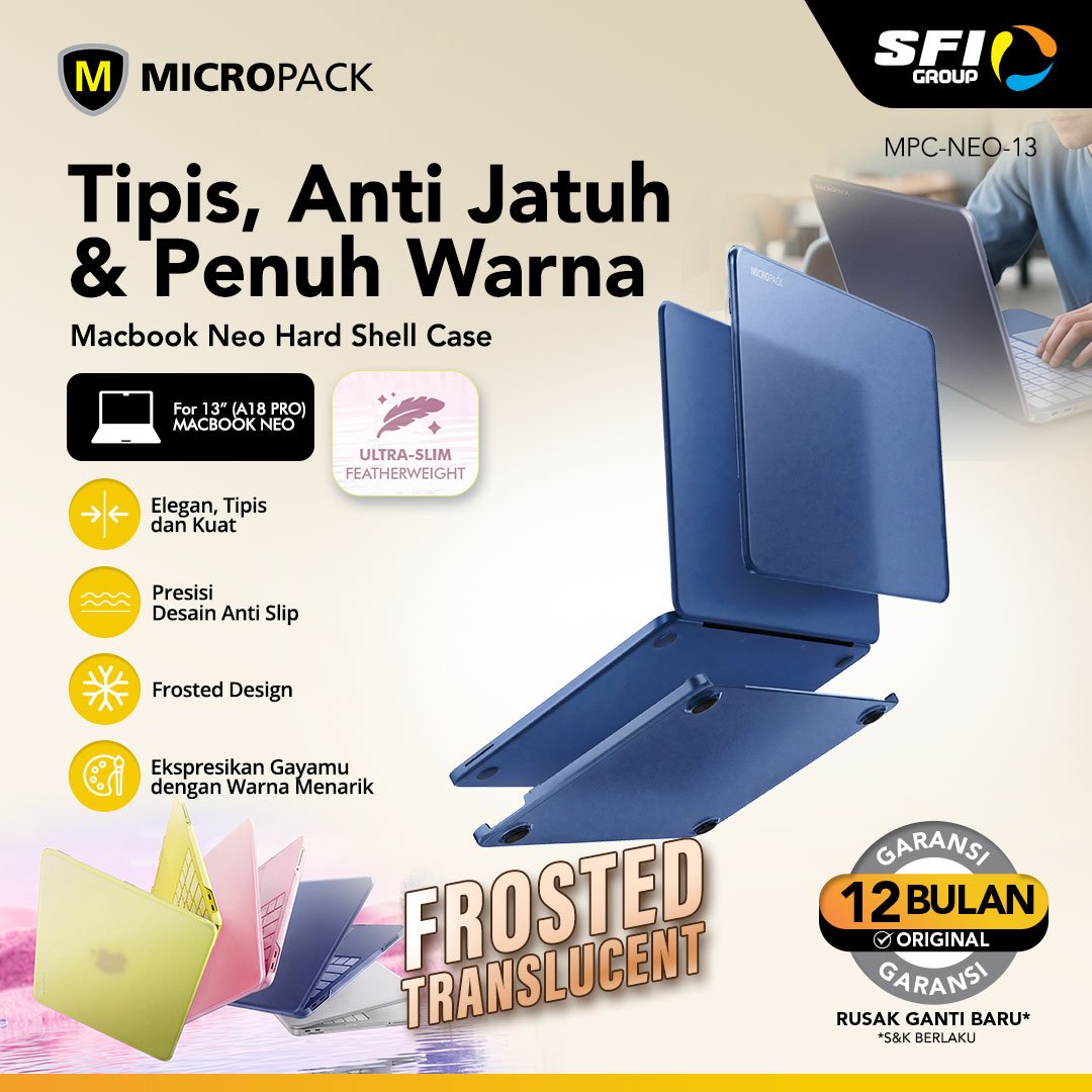 MICROPACK Case Macbook Neo 13 Inch Hardcase Harshell MPC-NEO-13 - Trans Blue